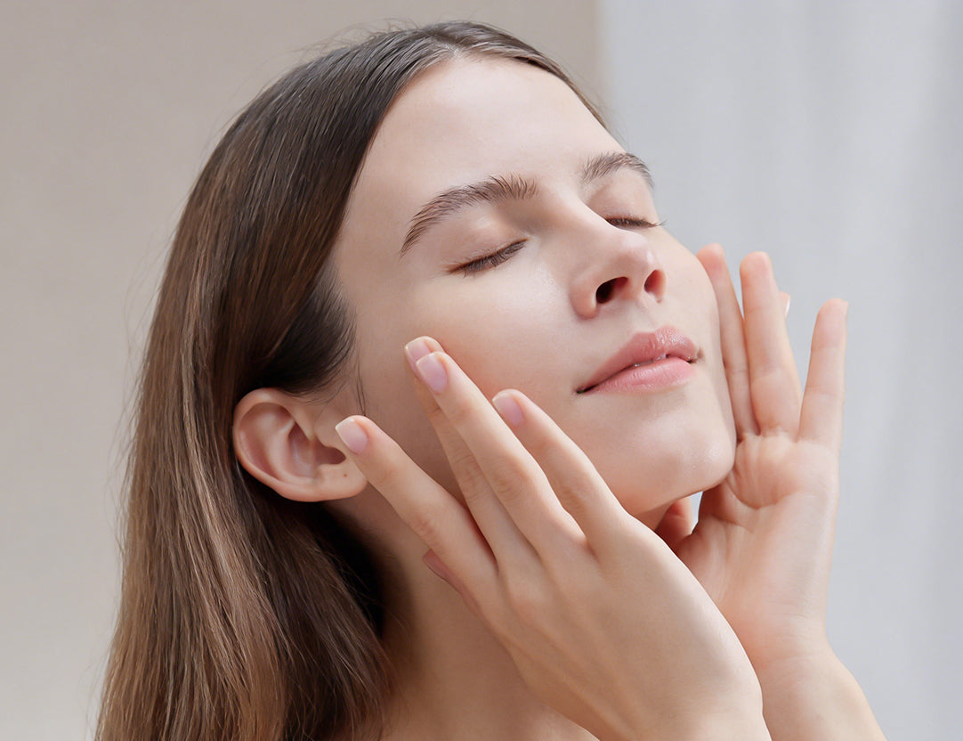 SR LUXE Serum model applying skincare